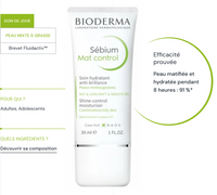Bioderma Sebium Mat Control Soin Hydratant Anti-brillance 30ml