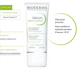 Bioderma Sebium Mat Control Soin Hydratant Anti-brillance 30ml