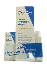 Crème Hydratante visage SPF50 + Crème Lavante 20ml Offert + Crème Hydratante 3ml Offert